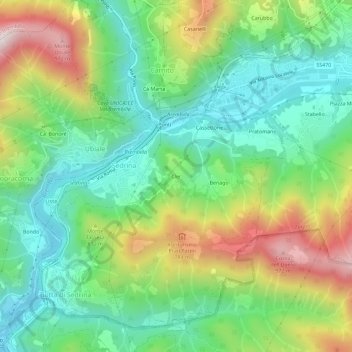 Mapa topográfico Cler, altitude, relevo