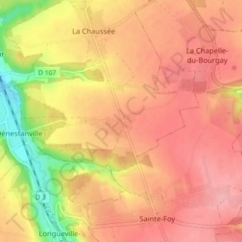 Mapa topográfico Le Bois Hulin, altitude, relevo