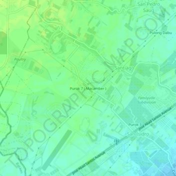 Mapa topográfico Purok 7 ( Macamber ), altitude, relevo