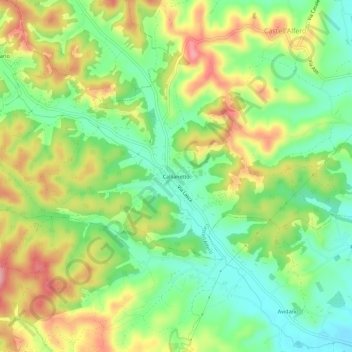 Mapa topográfico Callianetto, altitude, relevo