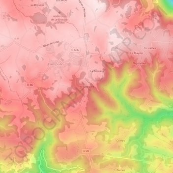 Mapa topográfico Beauregard, altitude, relevo