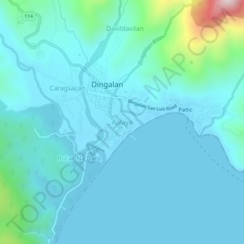 Mapa topográfico Aplaya, altitude, relevo