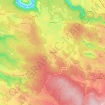 Mapa topográfico La Pannonie, altitude, relevo