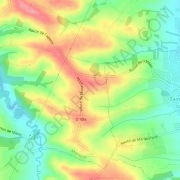 Mapa topográfico Montmaure, altitude, relevo