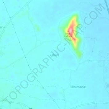 Mapa topográfico Lebani, altitude, relevo