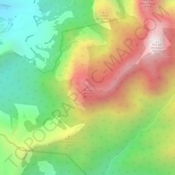 Mapa topográfico Morro do Teto, altitude, relevo