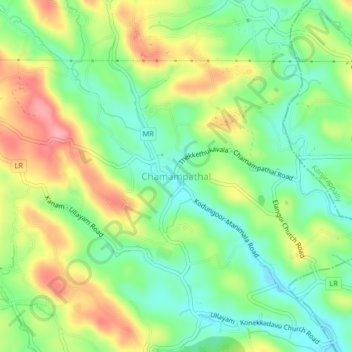 Mapa topográfico Chamampathal, altitude, relevo