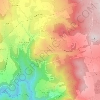 Mapa topográfico Le Chier, altitude, relevo