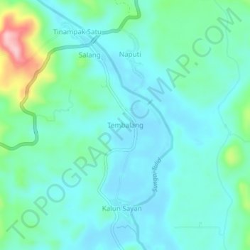 Mapa topográfico Tembalang, altitude, relevo