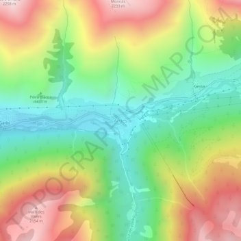 Mapa topográfico Arties, altitude, relevo