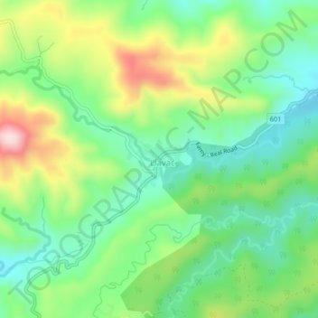 Mapa topográfico Llavac, altitude, relevo