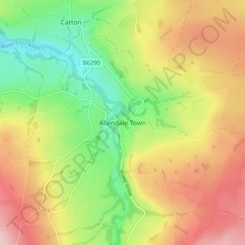 Mapa topográfico Allendale Town, altitude, relevo