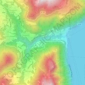 Mapa topográfico Sant'Anna, altitude, relevo