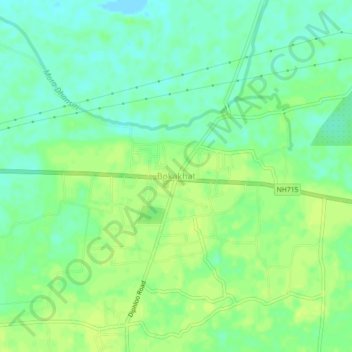 Mapa topográfico Bokakhat, altitude, relevo