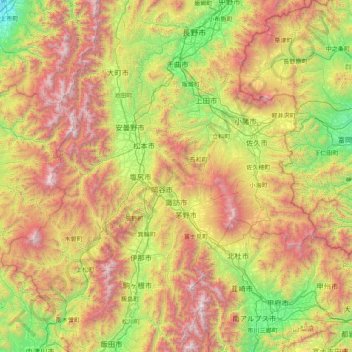 Mapa topográfico Suwa, altitude, relevo