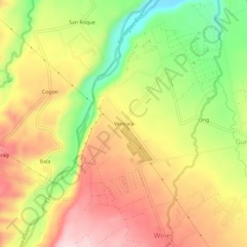 Mapa topográfico Ventura, altitude, relevo