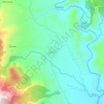 Mapa topográfico Busdi, altitude, relevo