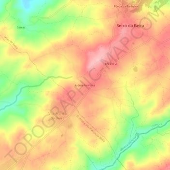 Mapa topográfico Aldeia Formosa, altitude, relevo