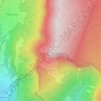 Mapa topográfico Croix du Nivolet, altitude, relevo