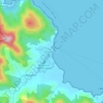 Mapa topográfico Capurganá, altitude, relevo