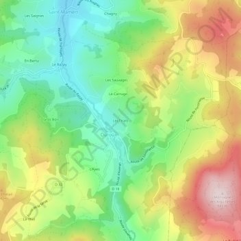 Mapa topográfico Les Friats, altitude, relevo