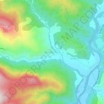Mapa topográfico Noves de Segre, altitude, relevo