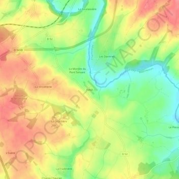 Mapa topográfico Foliet, altitude, relevo