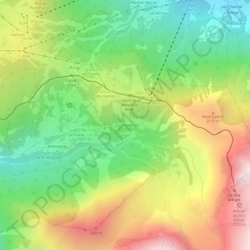 Mapa topográfico Le Planet, altitude, relevo