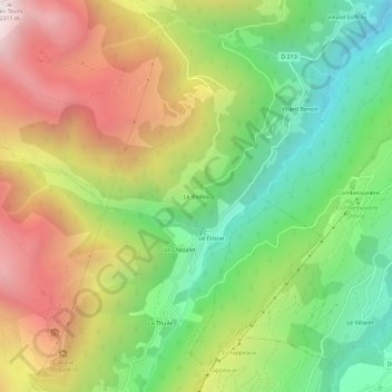 Mapa topográfico Le Biollay, altitude, relevo