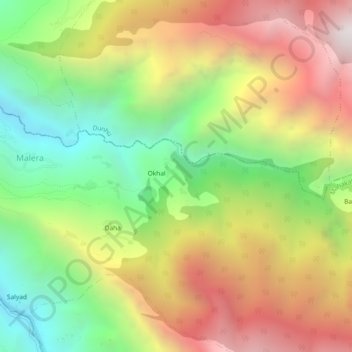 Mapa topográfico Kot, altitude, relevo