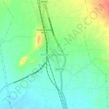 Mapa topográfico Ammaianayakkanur, altitude, relevo