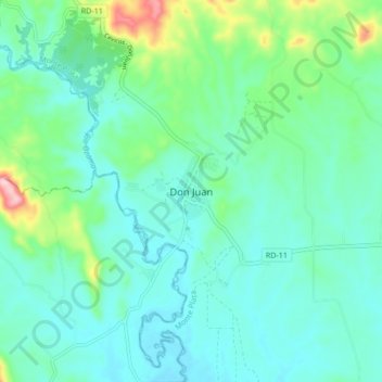 Mapa topográfico Don Juan, altitude, relevo