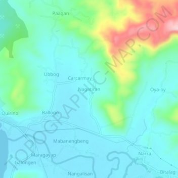 Mapa topográfico Nagatiran, altitude, relevo