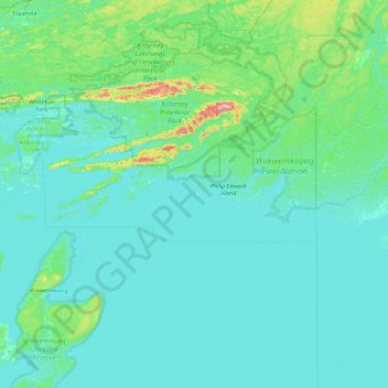 Mapa topográfico Anchor Island, altitude, relevo