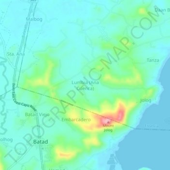 Mapa topográfico Lumbia (Ana Cuenca), altitude, relevo