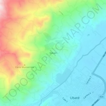 Mapa topográfico Volcan, altitude, relevo