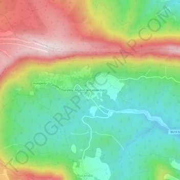 Mapa topográfico Madrid de Caderechas, altitude, relevo