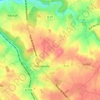 Mapa topográfico Galleville, altitude, relevo