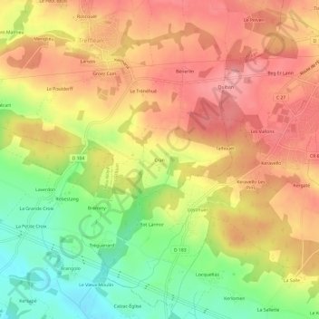 Mapa topográfico Cran, altitude, relevo