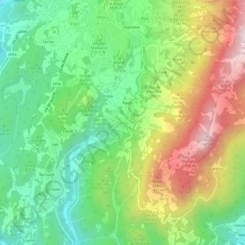 Mapa topográfico Faida, altitude, relevo