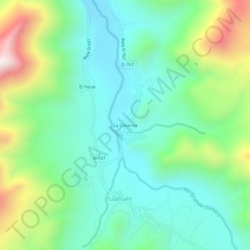 Mapa topográfico La Cisterna, altitude, relevo