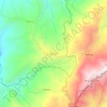 Mapa topográfico Daclan, altitude, relevo