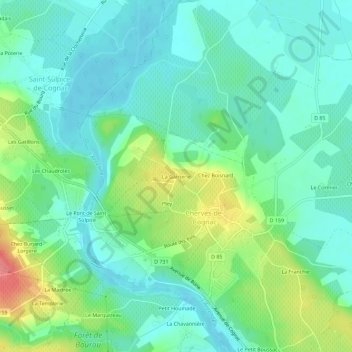 Mapa topográfico La Garnerie, altitude, relevo