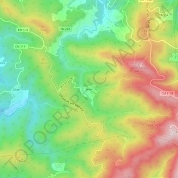 Mapa topográfico Seixo, altitude, relevo