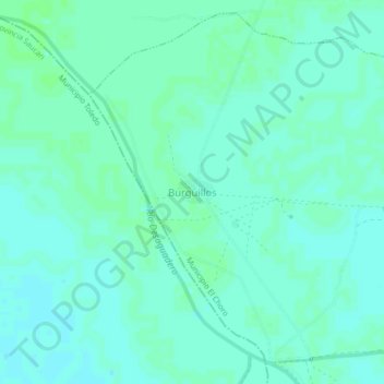 Mapa topográfico Burguillos, altitude, relevo