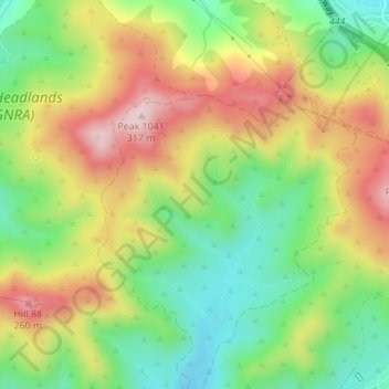 Mapa topográfico Golden Gate National Recreation Area, altitude, relevo