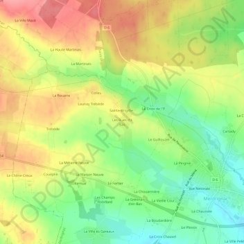 Mapa topográfico Les Rues d'à Bas, altitude, relevo