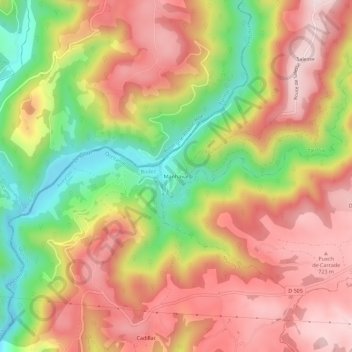 Mapa topográfico Manhaval, altitude, relevo