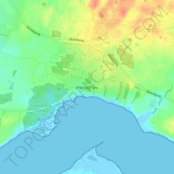 Mapa topográfico Høruphav, altitude, relevo