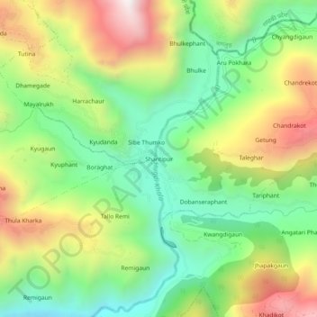 Mapa topográfico Shantipur, altitude, relevo